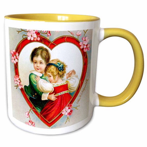 3drose, Ellen Clapsaddle – Secret in My Heart, 11oz Two-tone Yellow Mug