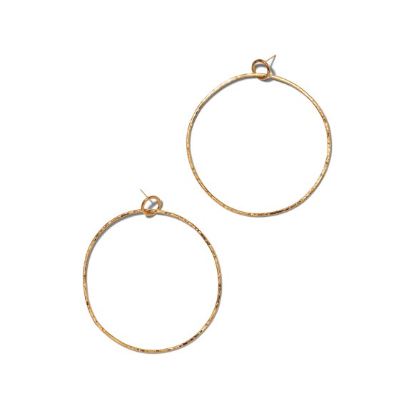 Ellen Large Textured Hoop Post Earrings