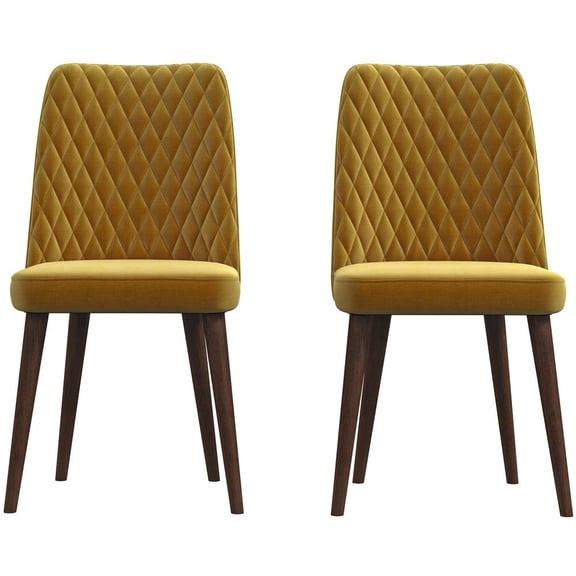 Ellen Mid-Century Modern Gold Velvet Dining Chair (Set of 2)