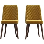 Ellen Mid-Century Modern Gold Velvet Dining Chair Set of 2
