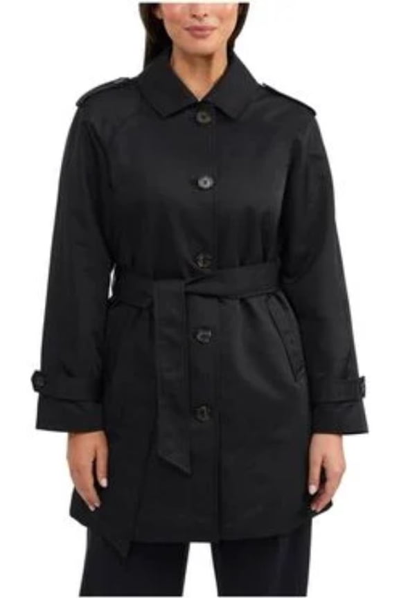 BLACK Women's Coated Gab Trench w/ Polyfill Insulation, US X-Large