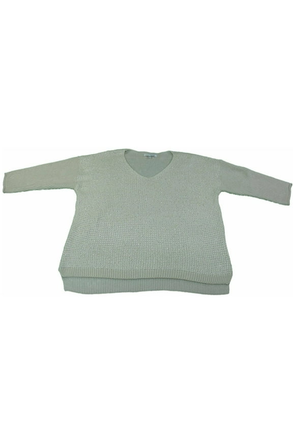Company Womens Size 2X-Large 3/4 Sleeve Dressy Sequin Embellished Sweater Top, Light Macadamia