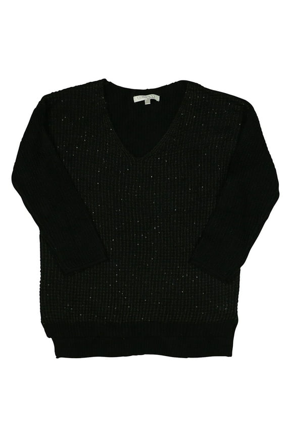 Company Womens Size X-Large 3/4 Sleeve Sequin Sweater, Black Magic