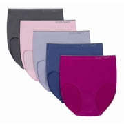 Ellen Tracy Essentials Womens 4 Way Stretch Flexible Fit Seamless Brief, 5 Pack Fuchsia, L