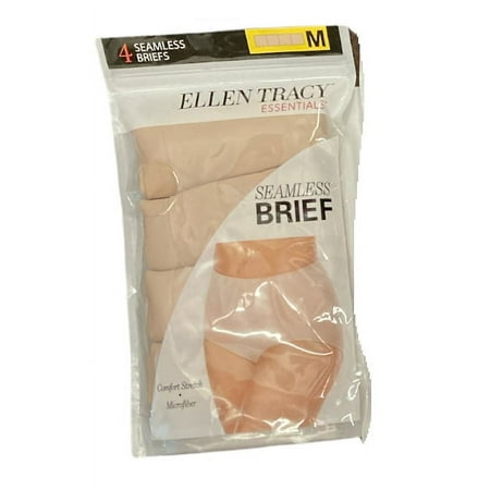 Ellen Tracy Essentials Women’s Medium Seamless Brief Panties, Nude (4 Pack)