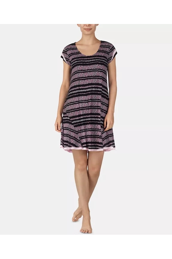 Floral-Striped Sleepshirt- M