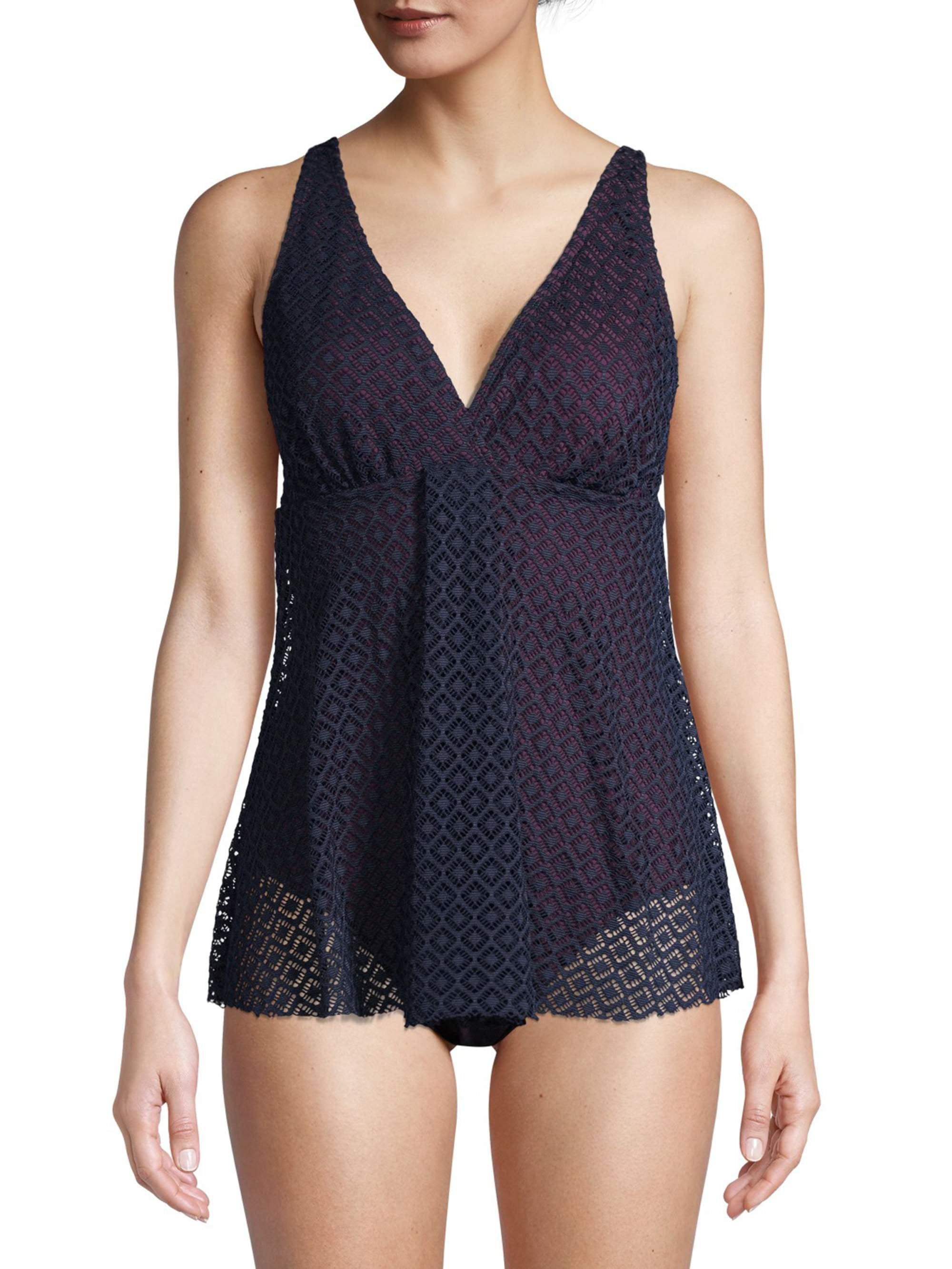 Ellen Tracy High Neck Over The Shoulder Ruffle One Piece Swimsuit