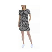 Ellen Tracy Ladies Pima Cotton Dress with Side Seam Pockets - Leopard Gray , S