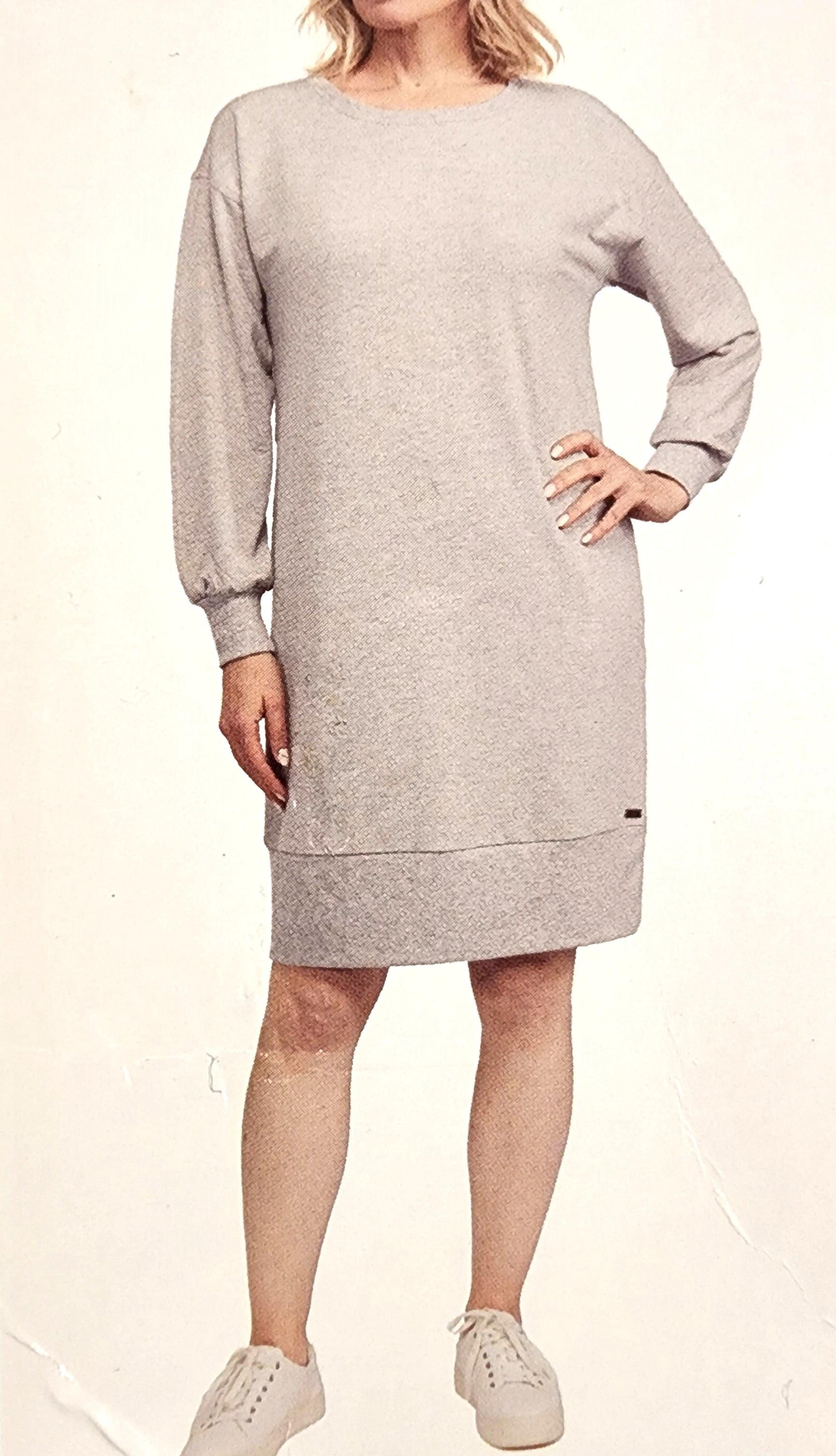 knee length dresses for ladies Marcella Elba Long Sleeve Sweatshirt Dress in Black | Women's Size 3XL | Midweight French Terry main image 0