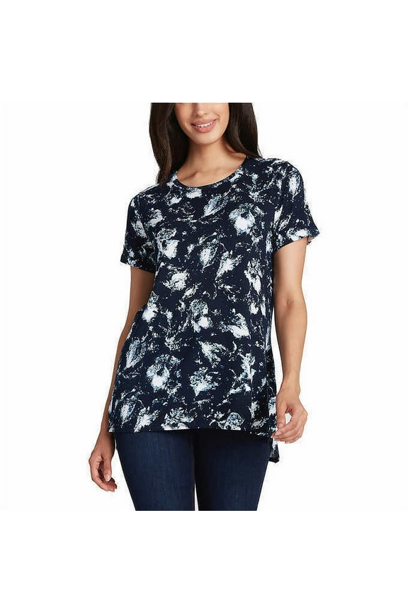 Ladies Tunic Top (Dusty Floral Navy, Medium)