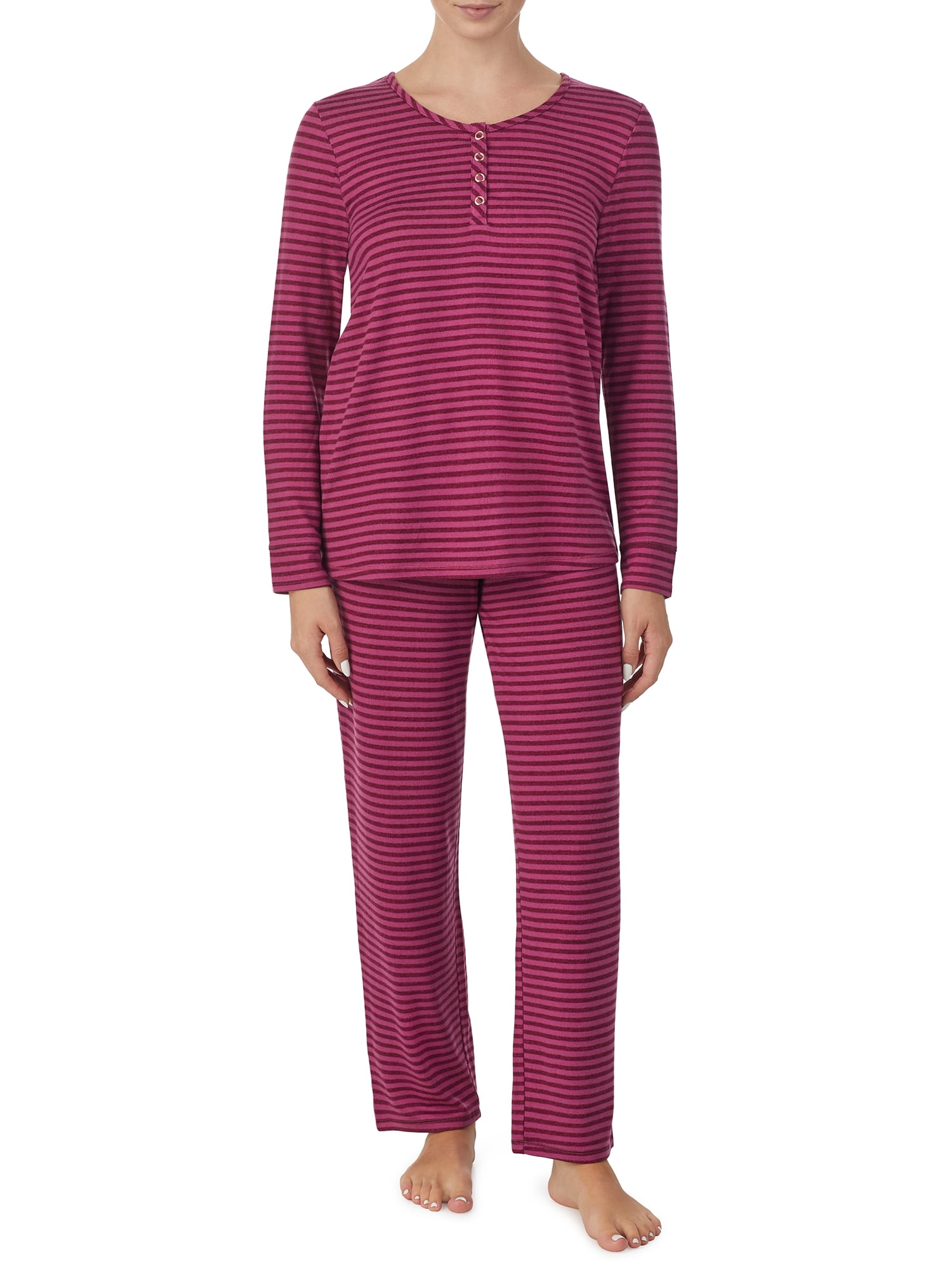 Ellen Tracy Long Sleeve Henley Striped Pajamas Women s or Women s