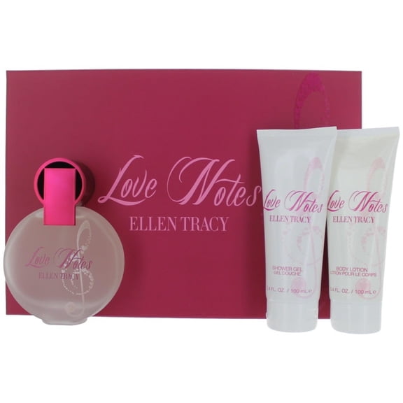 Ellen Tracy Love Notes 3-Piece Fragrance Gift Set for Women, Eau de Parfum, Body Lotion & Shower Gel