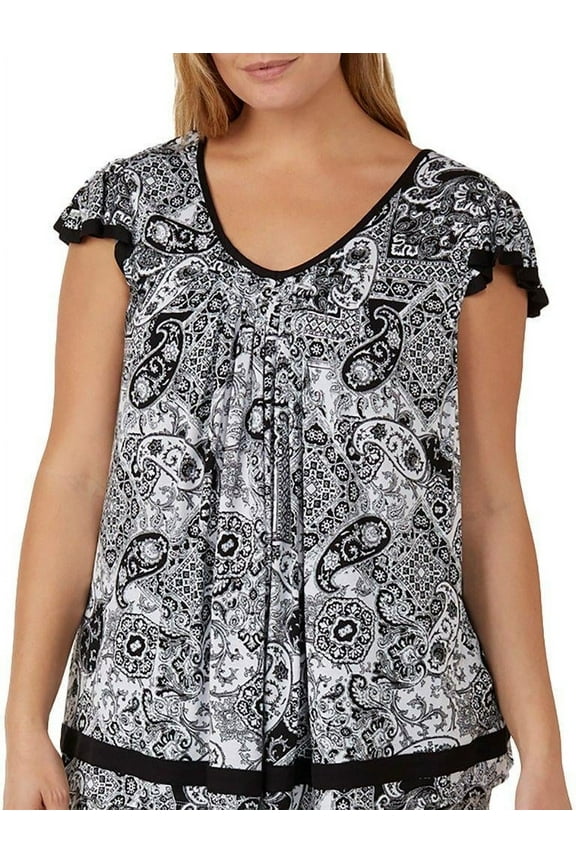 Plus Essentials Paisley Pajama Top 2X Multi paisley