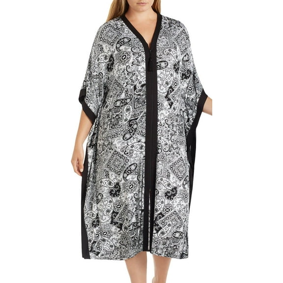 Ellen Tracy Womens Plus Size Wide Sleeve Printed Caftan