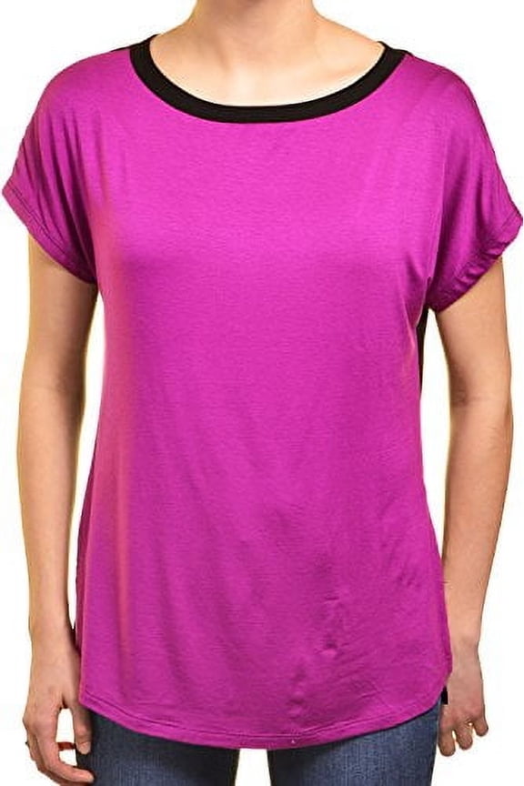 Short Sleeve Dolman Top Purple/Black XL