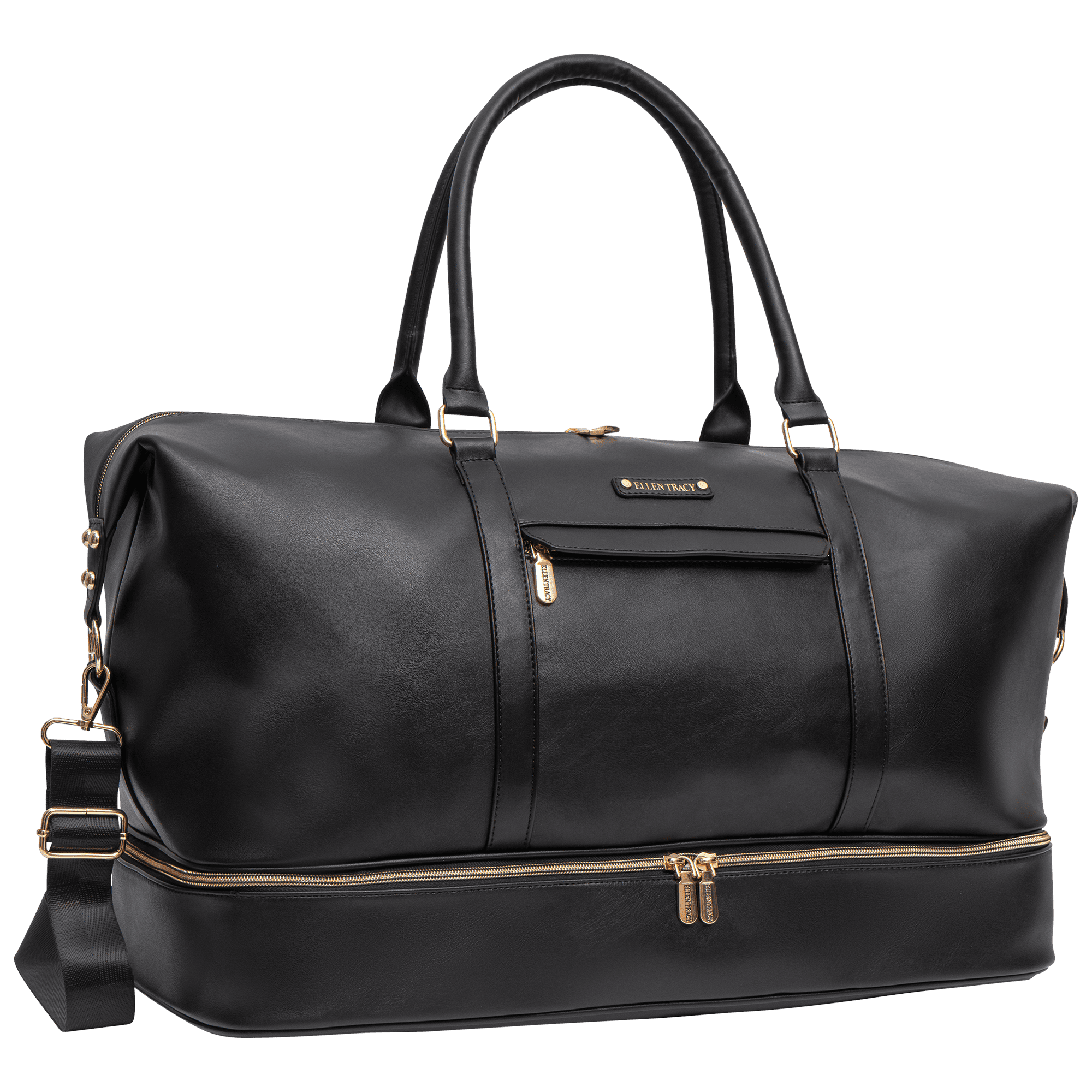 Pu Weekender Ellen Tracy Smooth Faux Vachetta PU Weekender Duffle with Drop Bottom ...