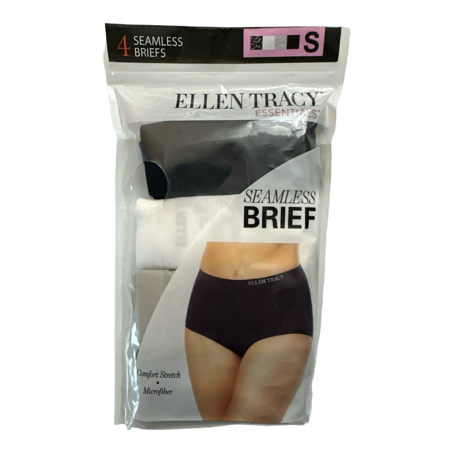 Ellen Tracy Women s 4 Pack Ultimate Fit Comfort Stretch Seamless Briefs Animal Print White Grey S