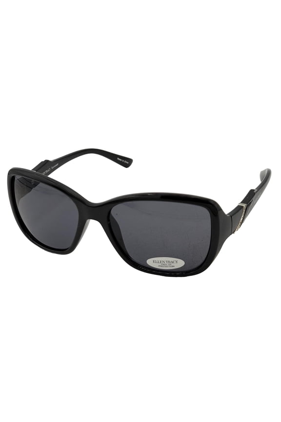 Women's Black Plastic Rectangle Sunglass ET551 3