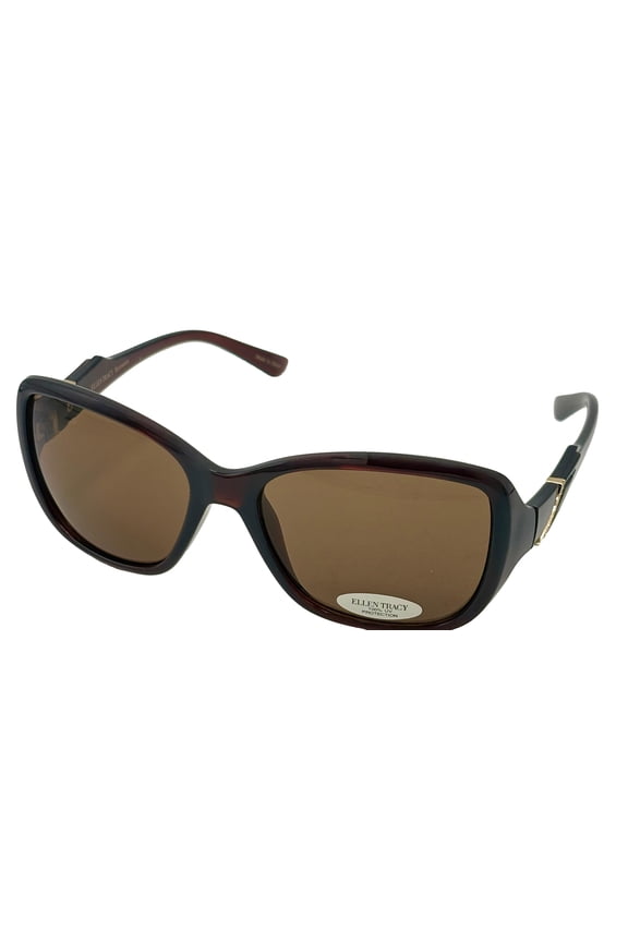 Women's Brown Plastic Rectangle Sunglass ET551 2