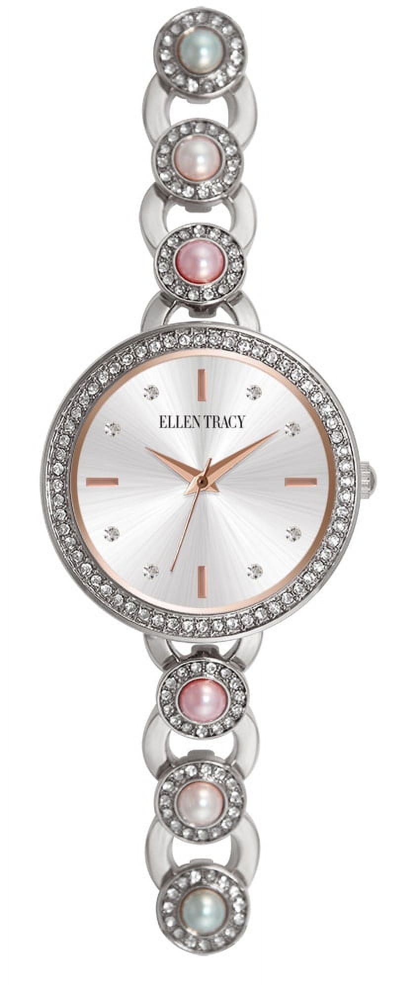Ellen Tracy Women's Crystal & Faux Pearl Bracelet Watch - Walmart.com
