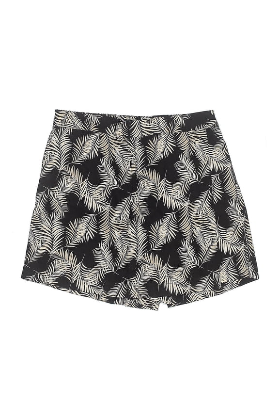 Women’s Floral Print Linen Blend Skort (Black Combo, Medium)