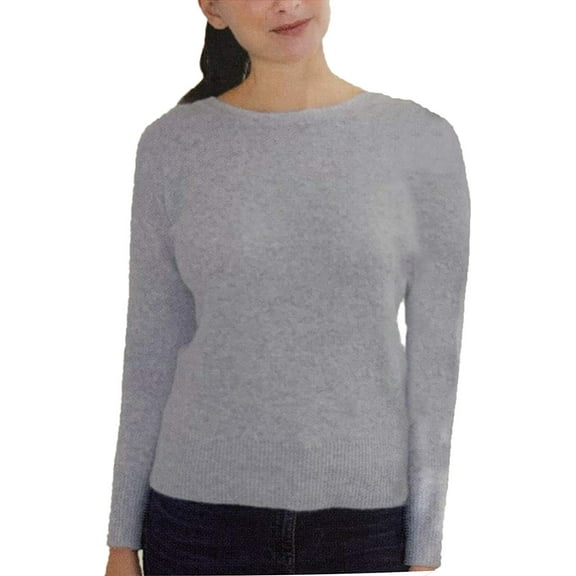 Ellen Tracy Women's Long Sleeve Pullover Sweater (Large, Stone Grey Htr)