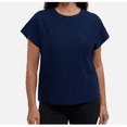 thumbnail image 1 of Ellen Tracy Women's Short Sleeve Knitted T-Shirt, Navy, Medium, 1 of 2