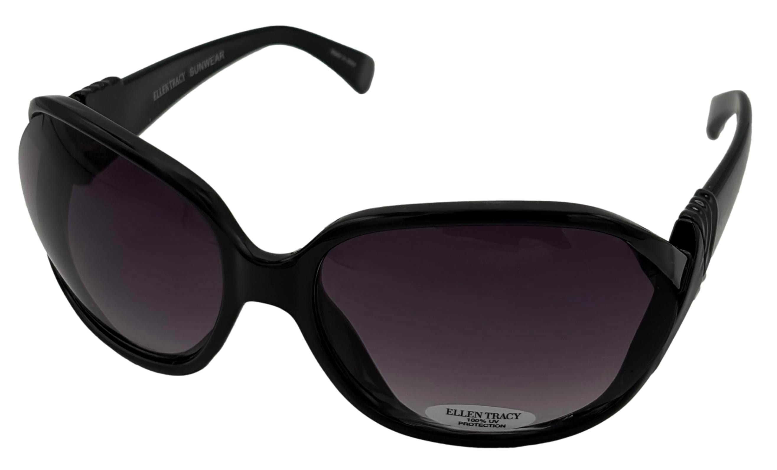 Ellen Tracy Womens Black Plastic Rectangle Sunglass  display picture 2