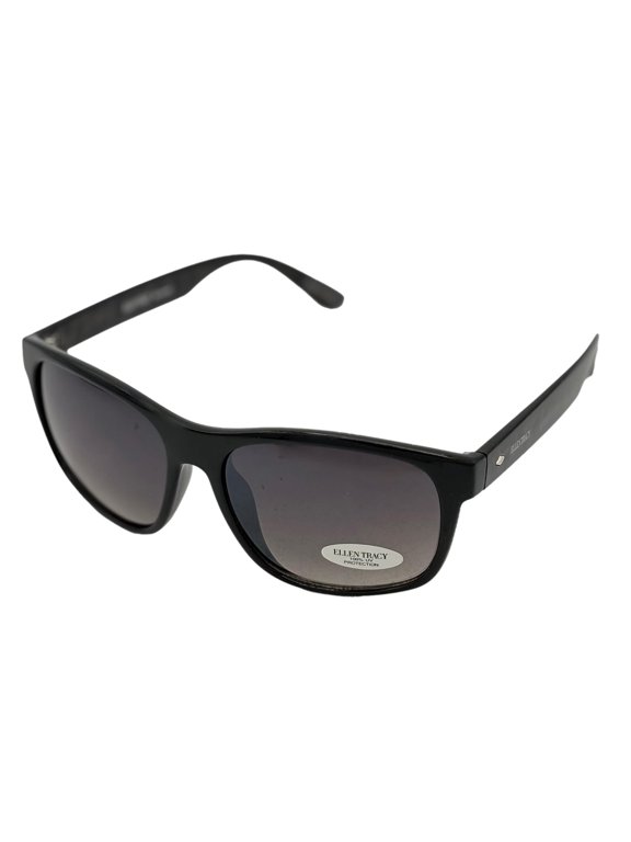 Plastic Gradient Lens Women's Rectangle Fashion Sunglasses with Sunglass Pouch, Black