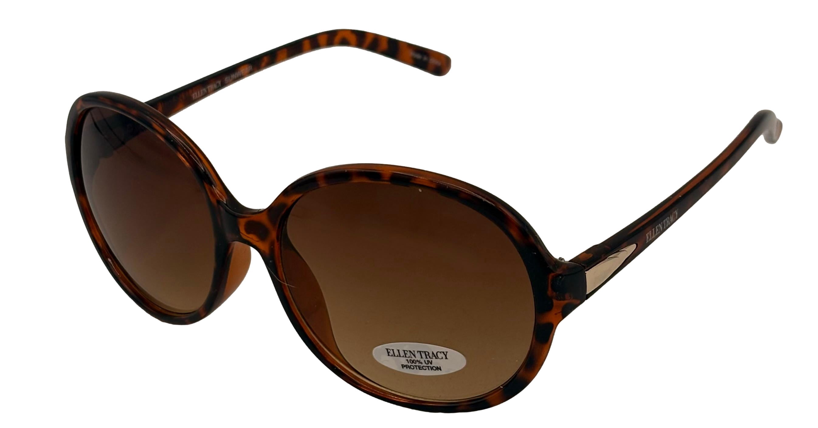 Ellen Tracy Womens Brown Crystal Plastic Rectangle Sunglass  display picture 1