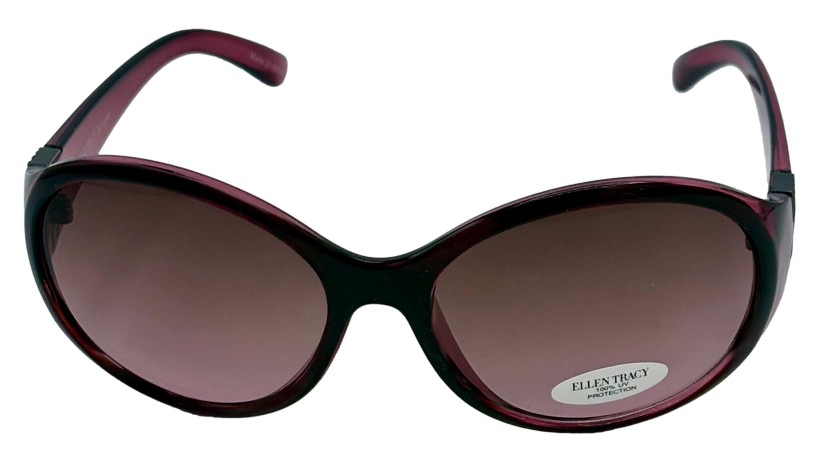 Ellen Tracy Womens Burgundy Crys Plastic Rectangle Sunglass  display picture 1