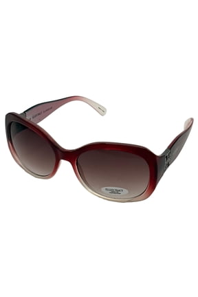 Womens Crystal Burgundy Plastic Rectangle Sunglass Gradient Lens 527 2