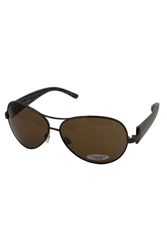 Womens Grey Metal Aviator Sunglass, Brown Lens ET515 3