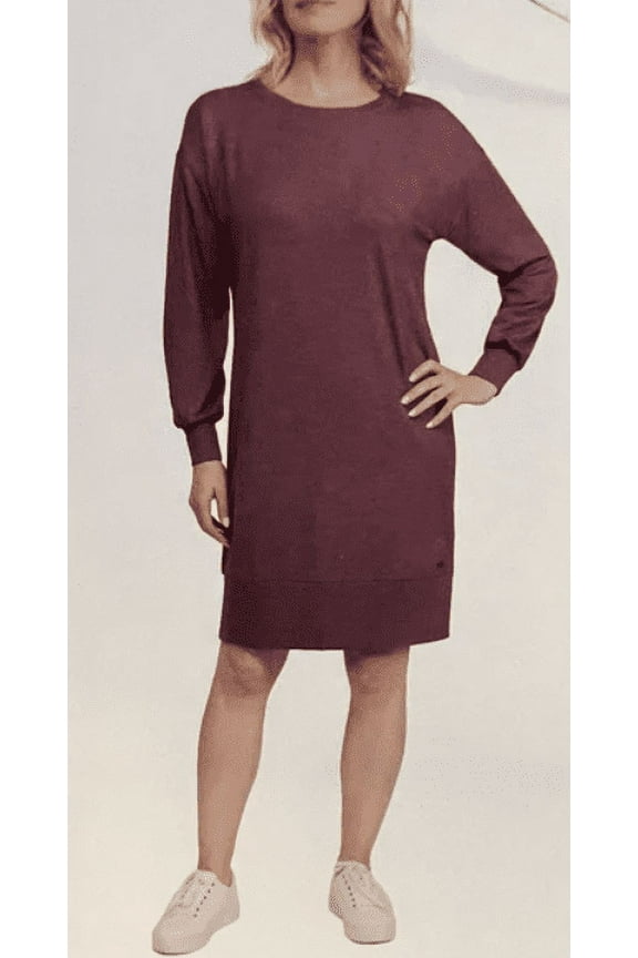 Womens Long Sleeve Shirt Dress Wine Small