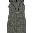thumbnail image 1 of Ellen Tracy Womens Metallic Print Sheath Dress, Black, Petite, 2P, 1 of 1