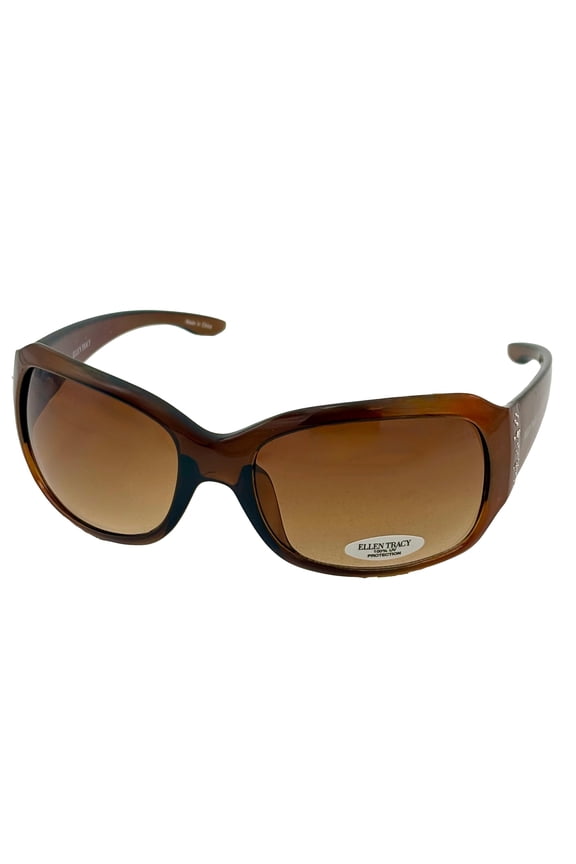Womens Mocha Plastic Rectangle Sunglass, Gradient Lens 521 3