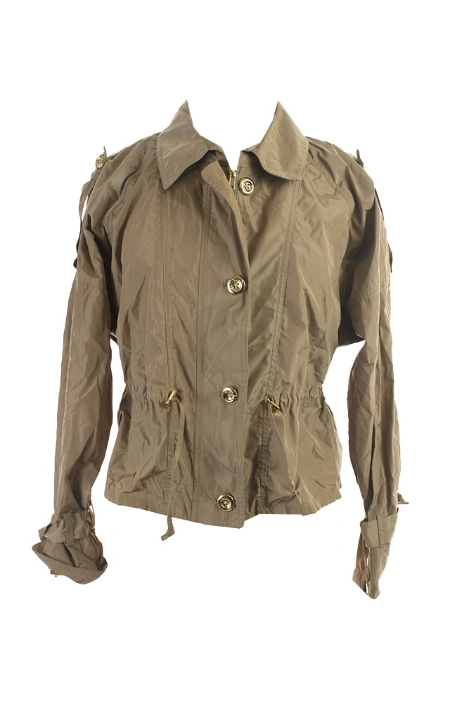 ELLEN TRACY Womens Pecan Cinch-Waist Short Anorak Jacket S