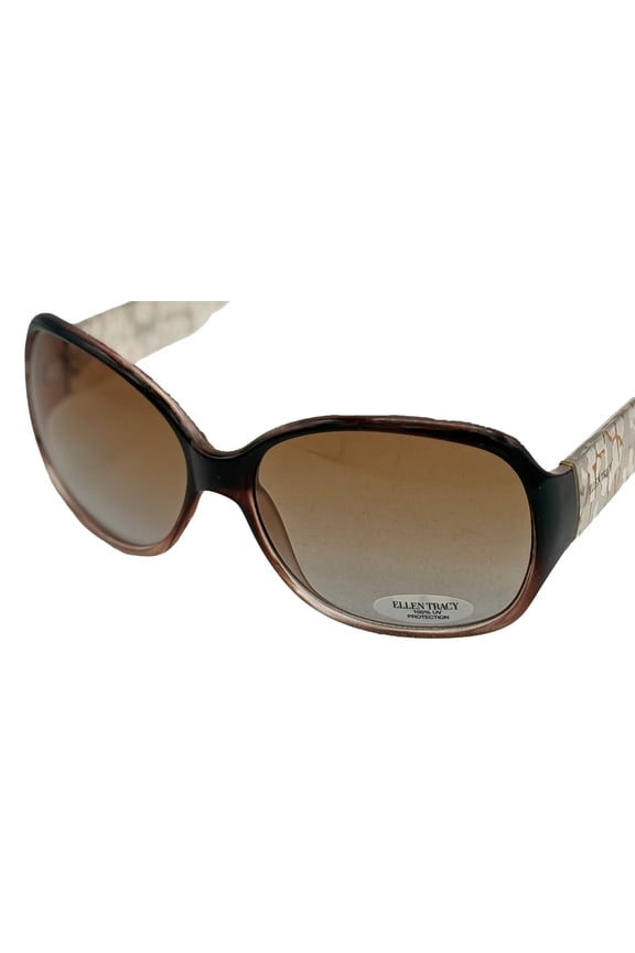 Womens Sunglass Plastic Rectangle Ombre Fade Brown Gold. ET 519 3