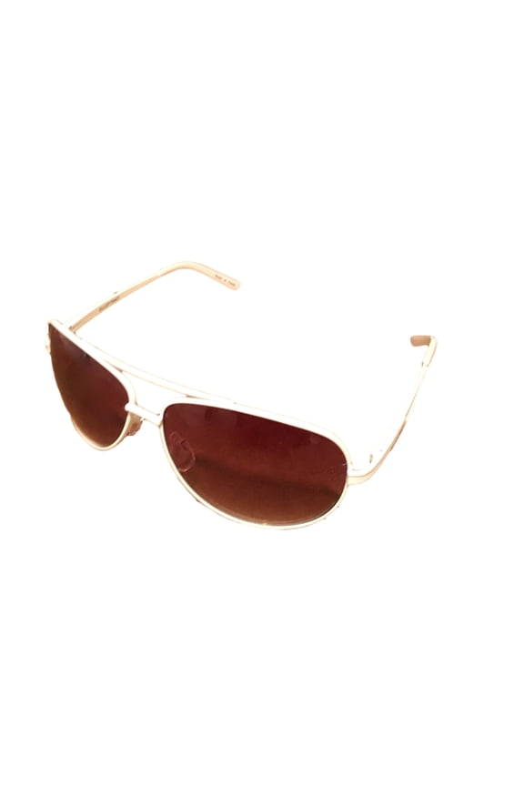 Womens Sunglass White Metal Aviator, Brown Gradient Lens ET518 2