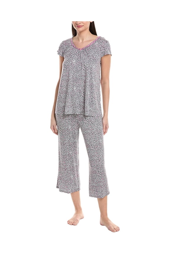 womens 2pc Cap Sleeve Top & Pant Set, s, Gray