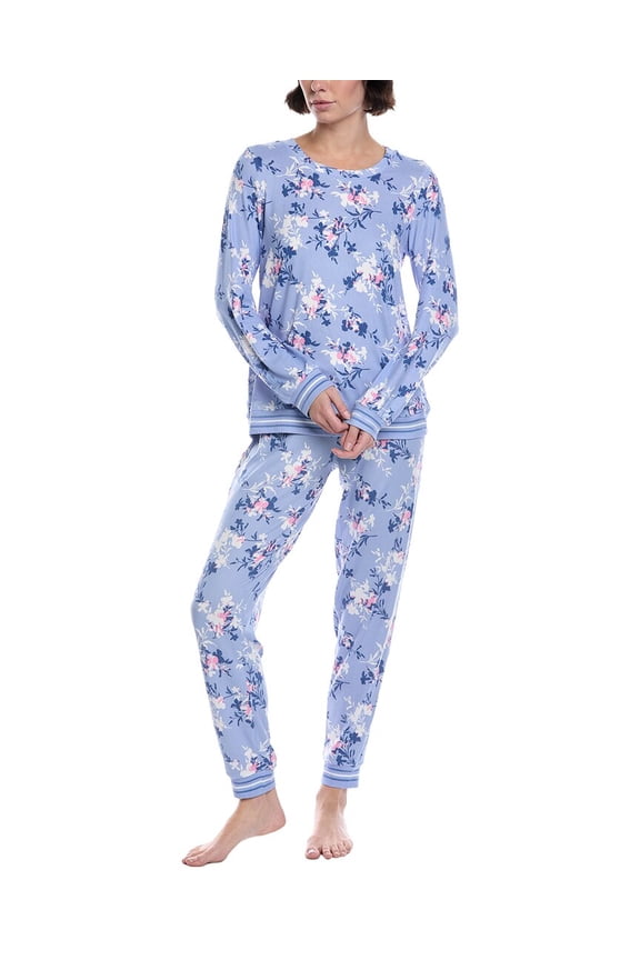 womens 2pc Jogger Pajama Set, XL, Blue