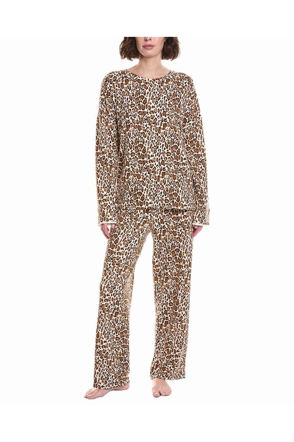 womens 2pc Pajama Set, m, Brown