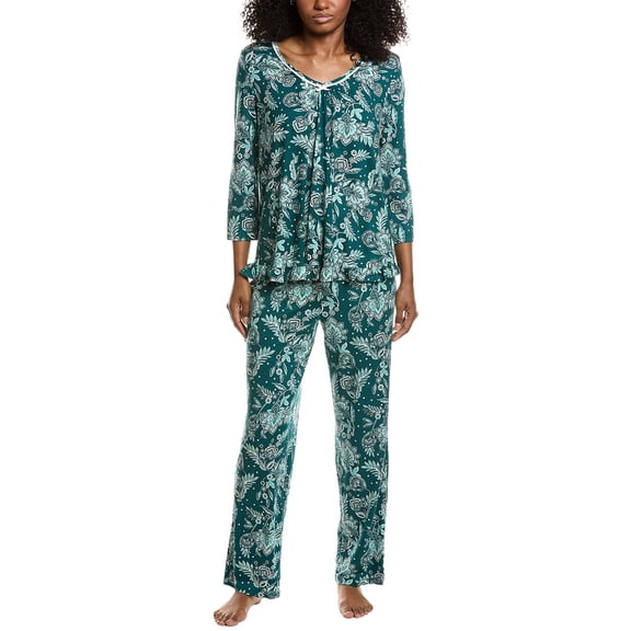 Ellen Tracy womens  2pc Pajama Set, m, Green