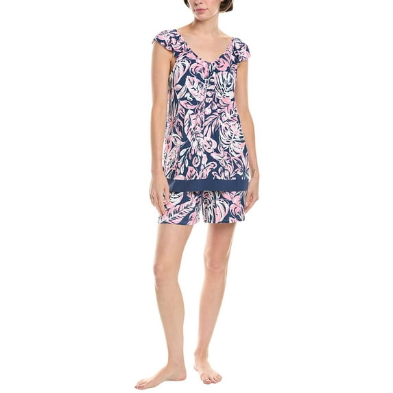 Ellen Tracy womens 2pc Shirt & Short Sleep Seet, l, Pink