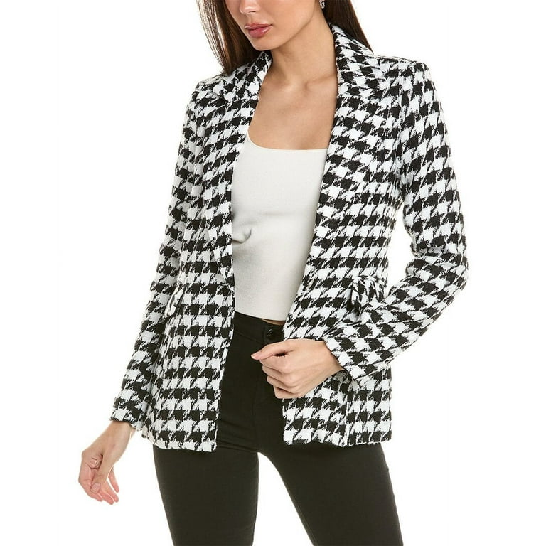Ellen Tracy womens Houndstooth Blazer xs White