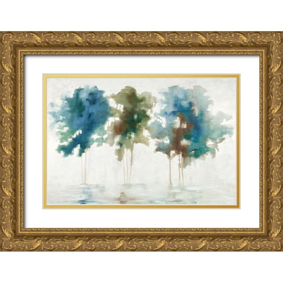 Ellens, Jacqueline 24x17 Gold Ornate Wood Framed with Double Matting Museum Art Print Titled - Tree Trio
