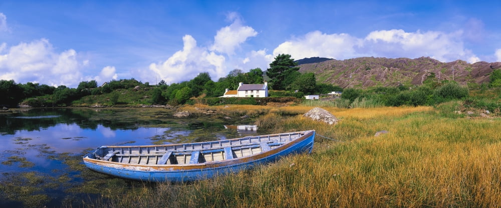 Ellens Rock Glengarriff Co Cork Ireland Rowboat On The Shore Canvas Art - The Irish Image Collection Design Pics (44 x 18)