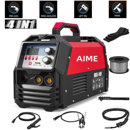 Elleree 165A MIG Welder 110V/220V 4-in-1 MIG/Wire-Feed/Gas/Lift TIG/ARC Welding Machine Kit with LED Display, Synergistic Control, Dual Voltage