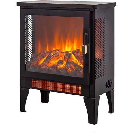 Elleree 18 inch Electric Fireplace Heater for Indoor Use,Freestanding Stove with 3D Realistic Flame 700W/ 1400W