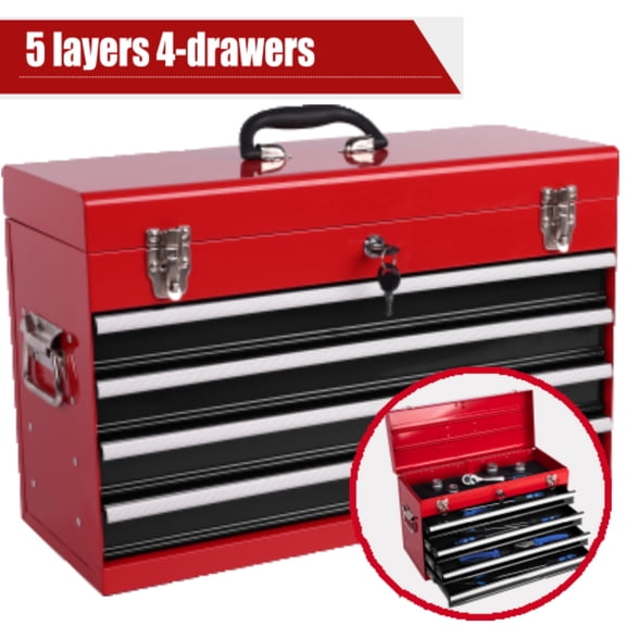 Elleree 21" Portable Tool Chest with Drawers,Handle On Top,Metal Tool Box Storage Cabinet ,Garage Auto Mechanic Tool Organizer